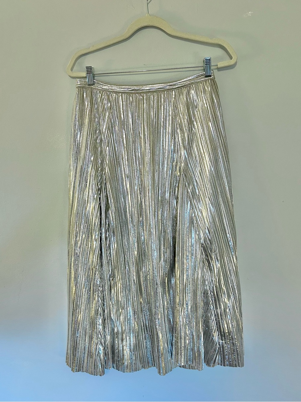 Maeve Silver Chrome Women’s Pleated Lined Long Full-Length Skirt Size 4